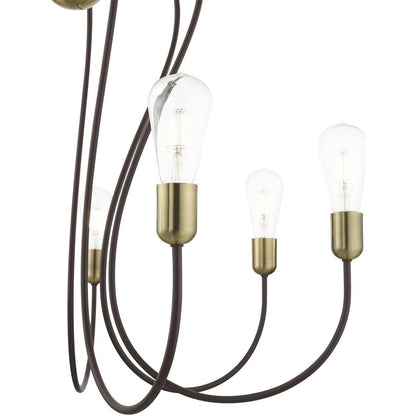 Bronze Seven Light Metal Dimmable Chandelier With Shades HomeRoots