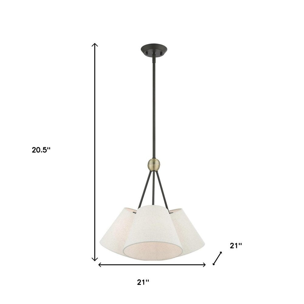 Bronze Three Light Metal Dimmable Chandelier With Shades HomeRoots