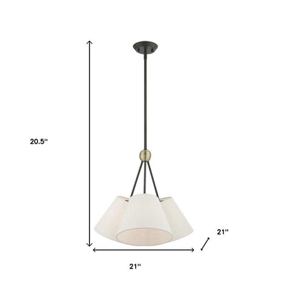 Bronze Three Light Metal Dimmable Chandelier With Shades HomeRoots