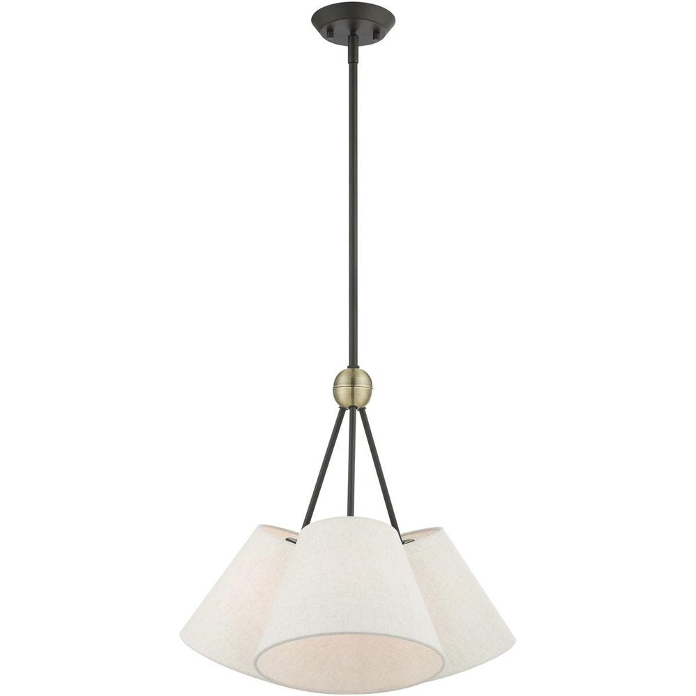 Bronze Three Light Metal Dimmable Chandelier With Shades HomeRoots