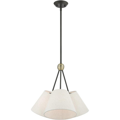 Bronze Three Light Metal Dimmable Chandelier With Shades HomeRoots