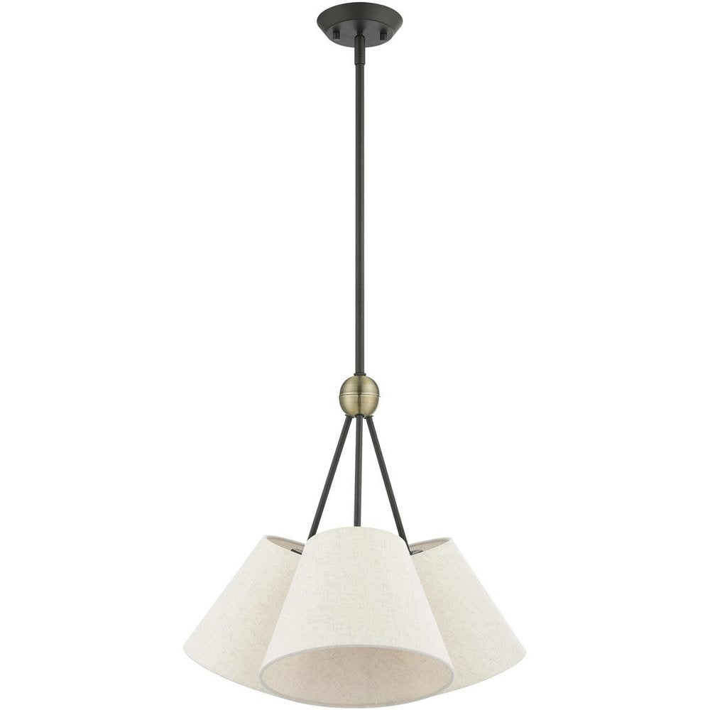 Bronze Three Light Metal Dimmable Chandelier With Shades HomeRoots