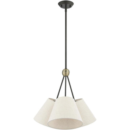 Bronze Three Light Metal Dimmable Chandelier With Shades HomeRoots