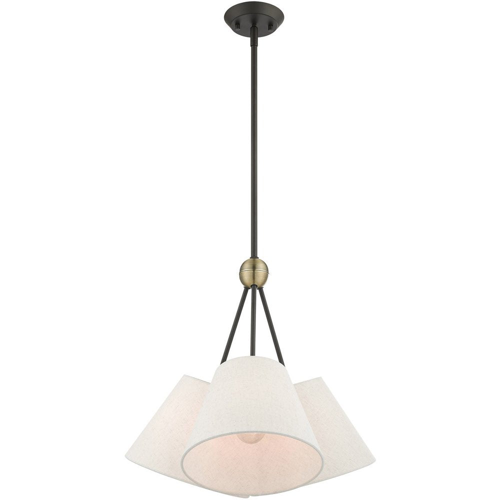 Bronze Three Light Metal Dimmable Chandelier With Shades HomeRoots