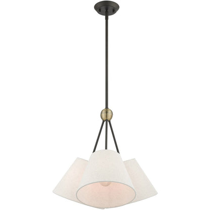 Bronze Three Light Metal Dimmable Chandelier With Shades HomeRoots