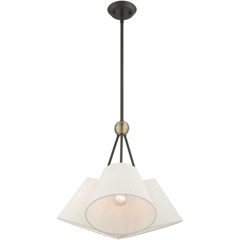 Bronze Three Light Metal Dimmable Chandelier With Shades HomeRoots