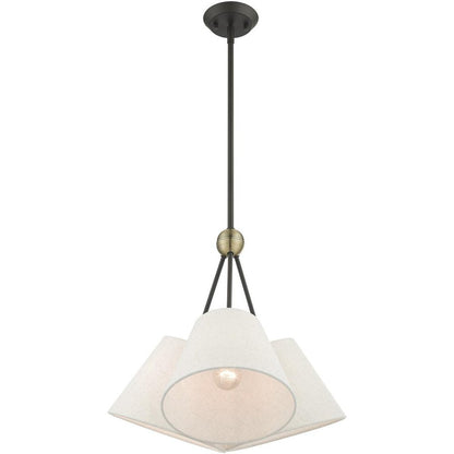 Bronze Three Light Metal Dimmable Chandelier With Shades HomeRoots