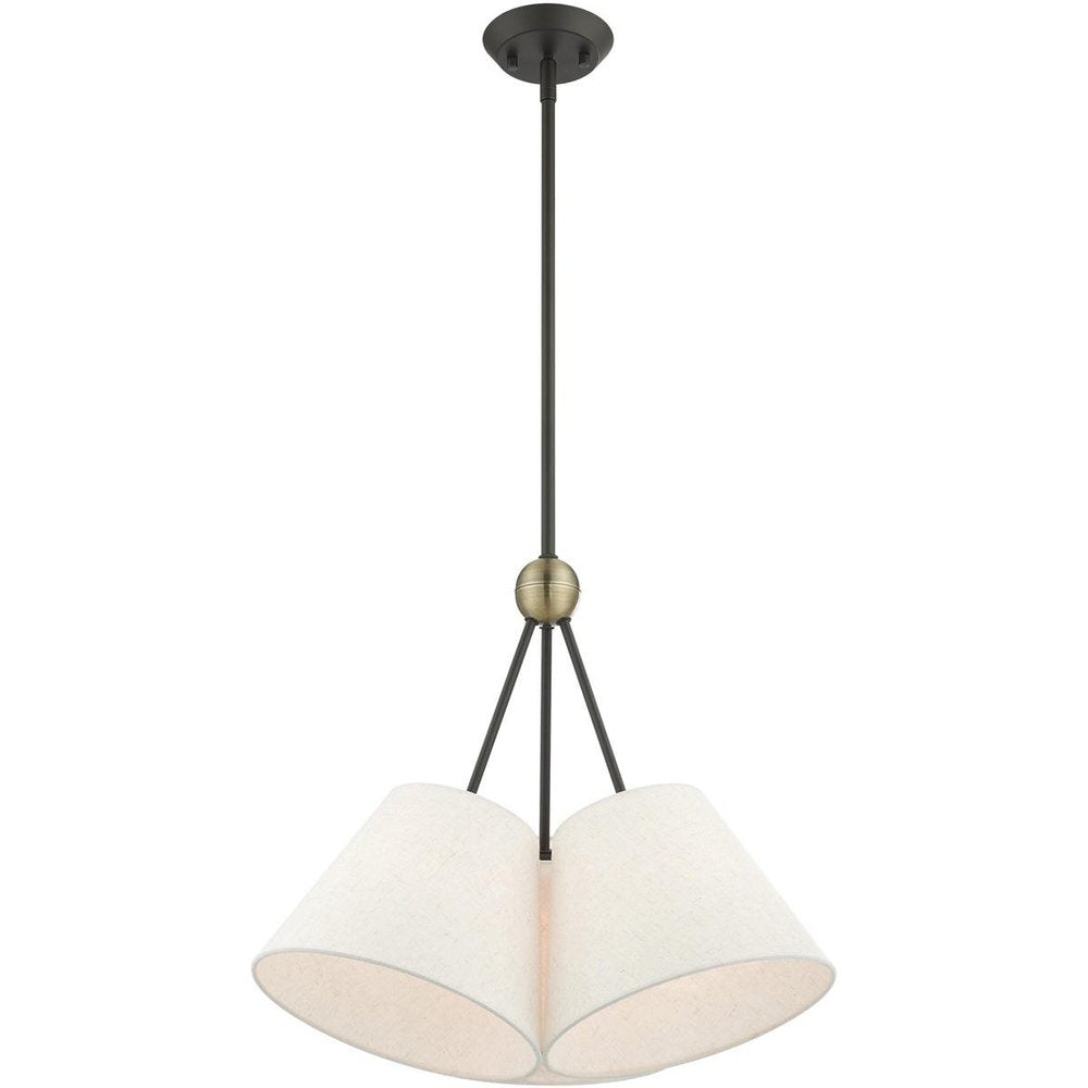Bronze Three Light Metal Dimmable Chandelier With Shades HomeRoots