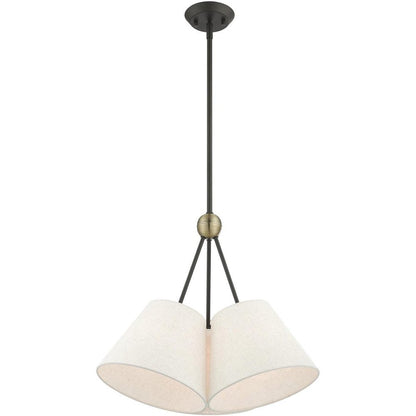 Bronze Three Light Metal Dimmable Chandelier With Shades HomeRoots
