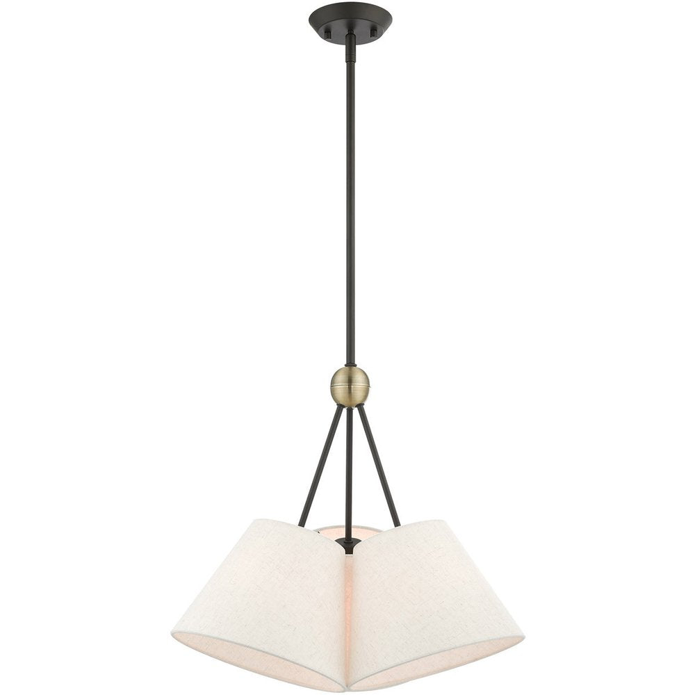 Bronze Three Light Metal Dimmable Chandelier With Shades HomeRoots