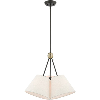 Bronze Three Light Metal Dimmable Chandelier With Shades HomeRoots