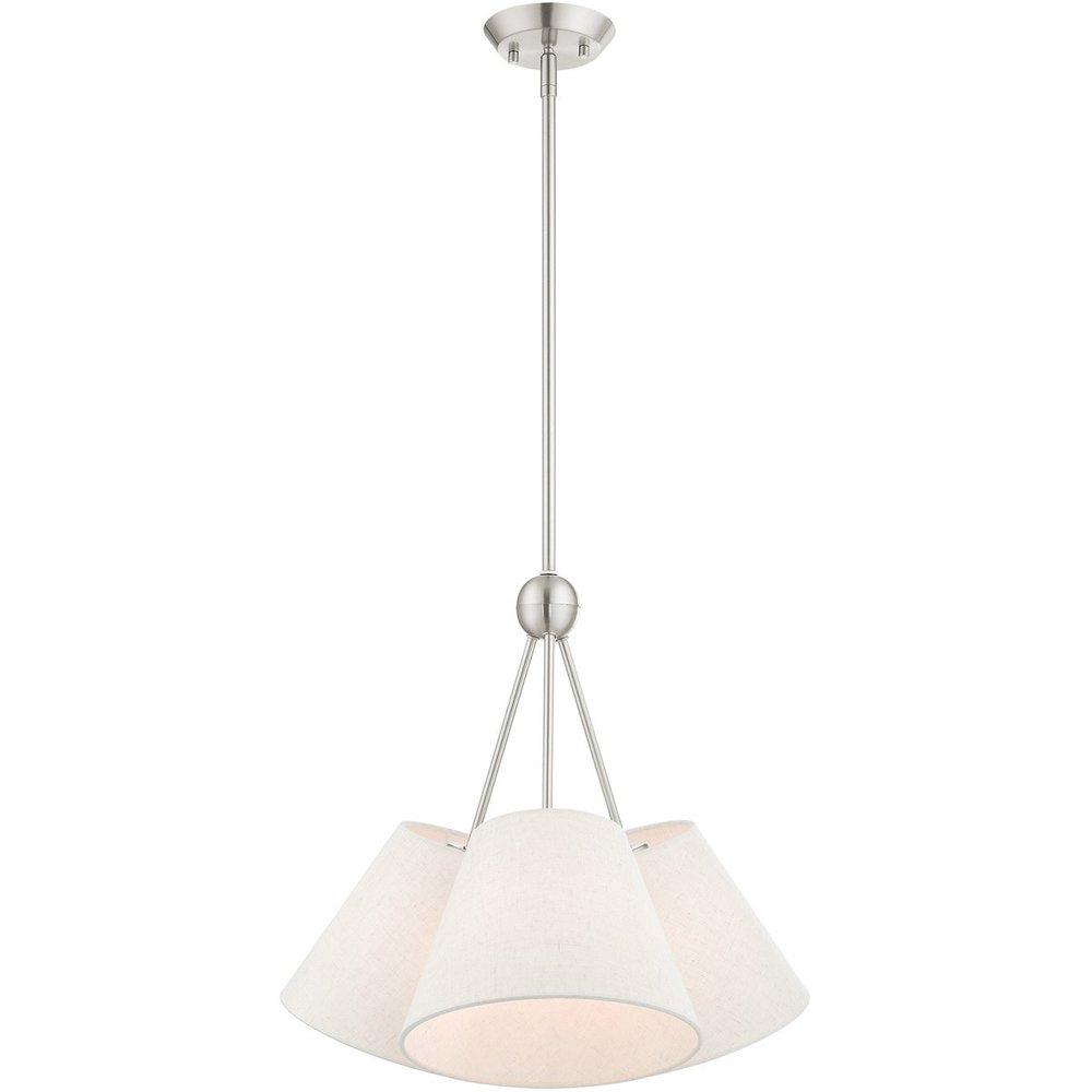 Nickel Three Light Metal Dimmable Chandelier With Shades HomeRoots