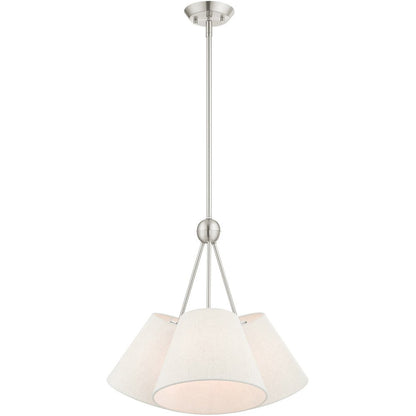 Nickel Three Light Metal Dimmable Chandelier With Shades HomeRoots