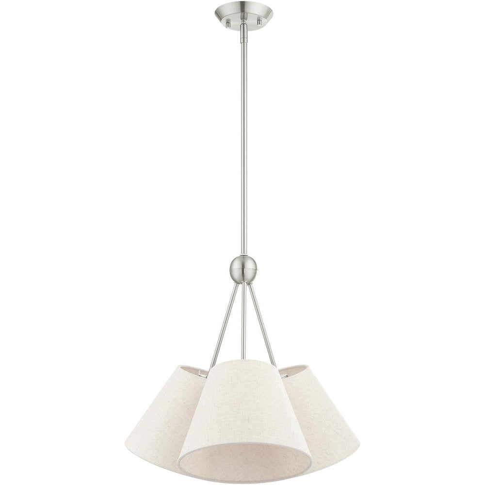 Nickel Three Light Metal Dimmable Chandelier With Shades HomeRoots