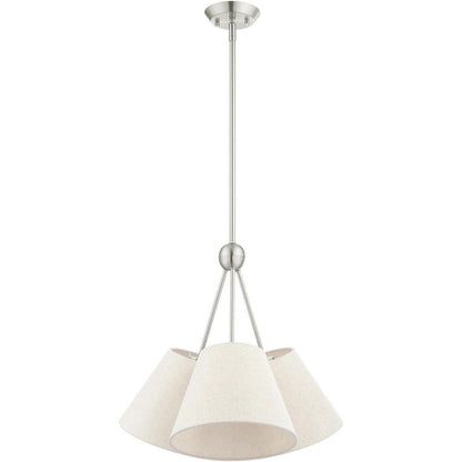 Nickel Three Light Metal Dimmable Chandelier With Shades HomeRoots
