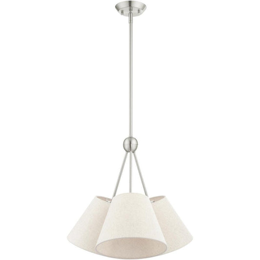Nickel Three Light Metal Dimmable Chandelier With Shades HomeRoots