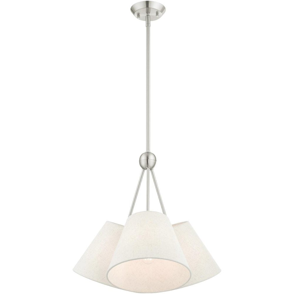 Nickel Three Light Metal Dimmable Chandelier With Shades HomeRoots