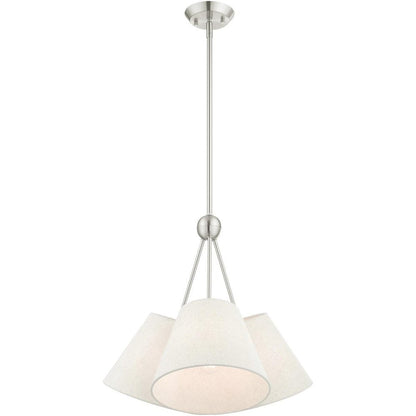 Nickel Three Light Metal Dimmable Chandelier With Shades HomeRoots
