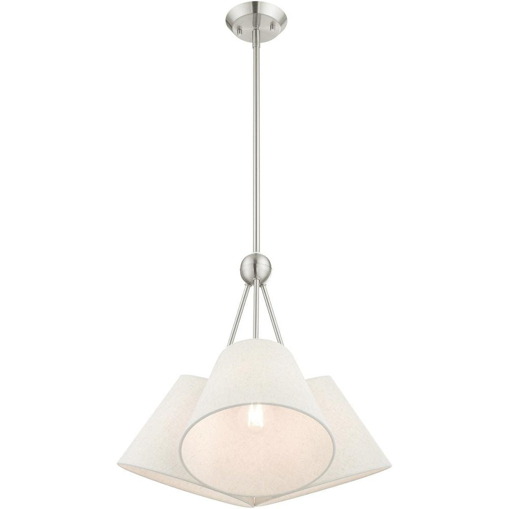 Nickel Three Light Metal Dimmable Chandelier With Shades HomeRoots