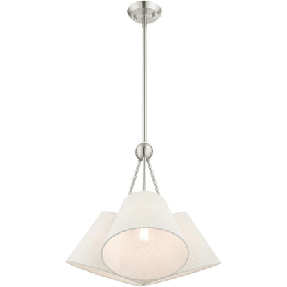 Nickel Three Light Metal Dimmable Chandelier With Shades HomeRoots