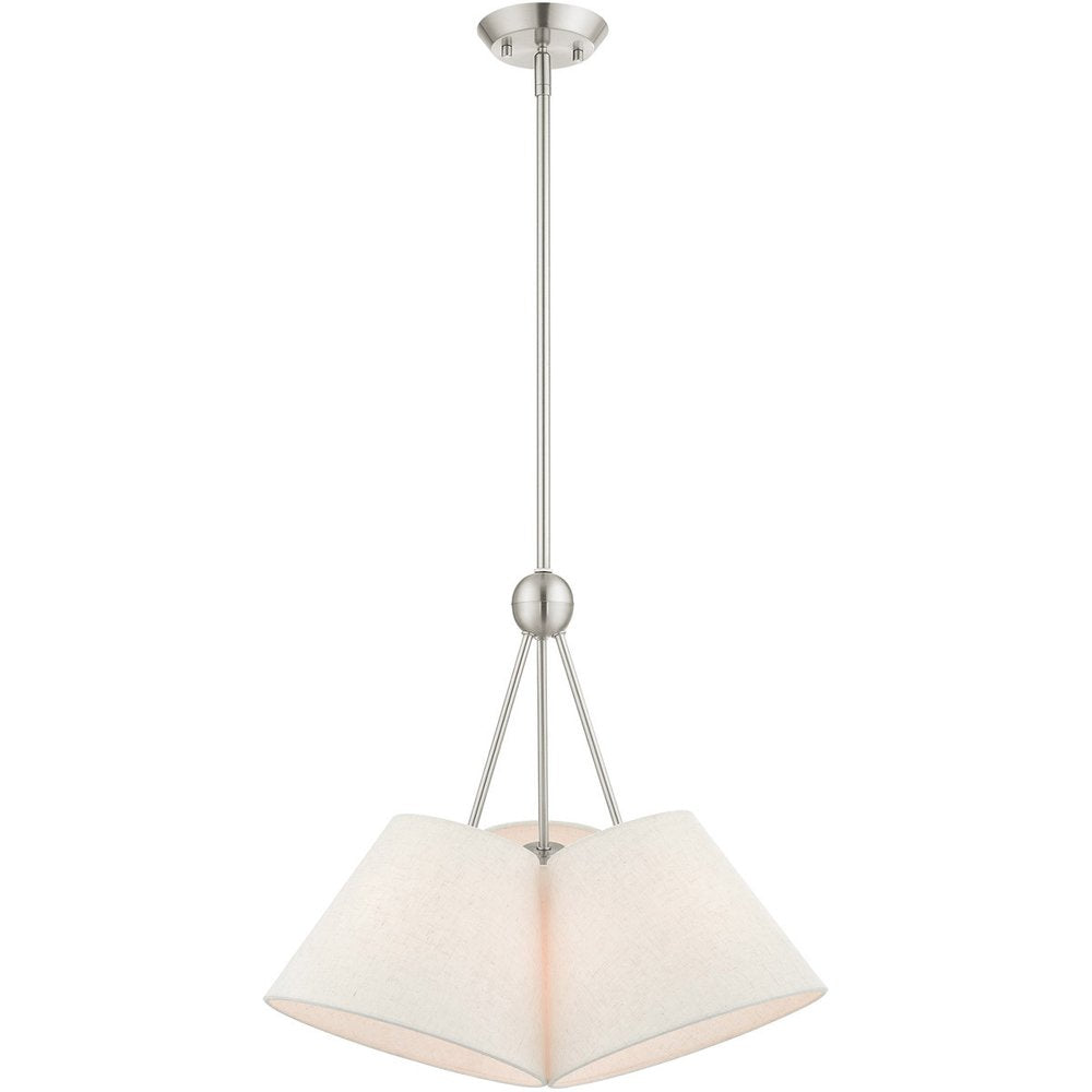 Nickel Three Light Metal Dimmable Chandelier With Shades HomeRoots