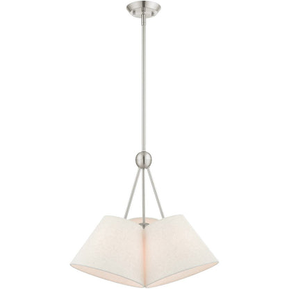 Nickel Three Light Metal Dimmable Chandelier With Shades HomeRoots