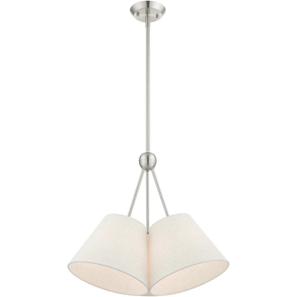 Nickel Three Light Metal Dimmable Chandelier With Shades HomeRoots