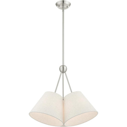 Nickel Three Light Metal Dimmable Chandelier With Shades HomeRoots