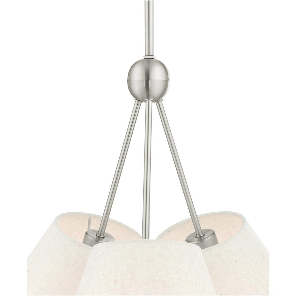 Nickel Three Light Metal Dimmable Chandelier With Shades HomeRoots