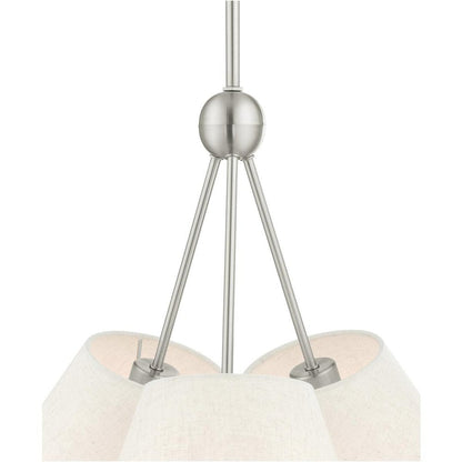 Nickel Three Light Metal Dimmable Chandelier With Shades HomeRoots