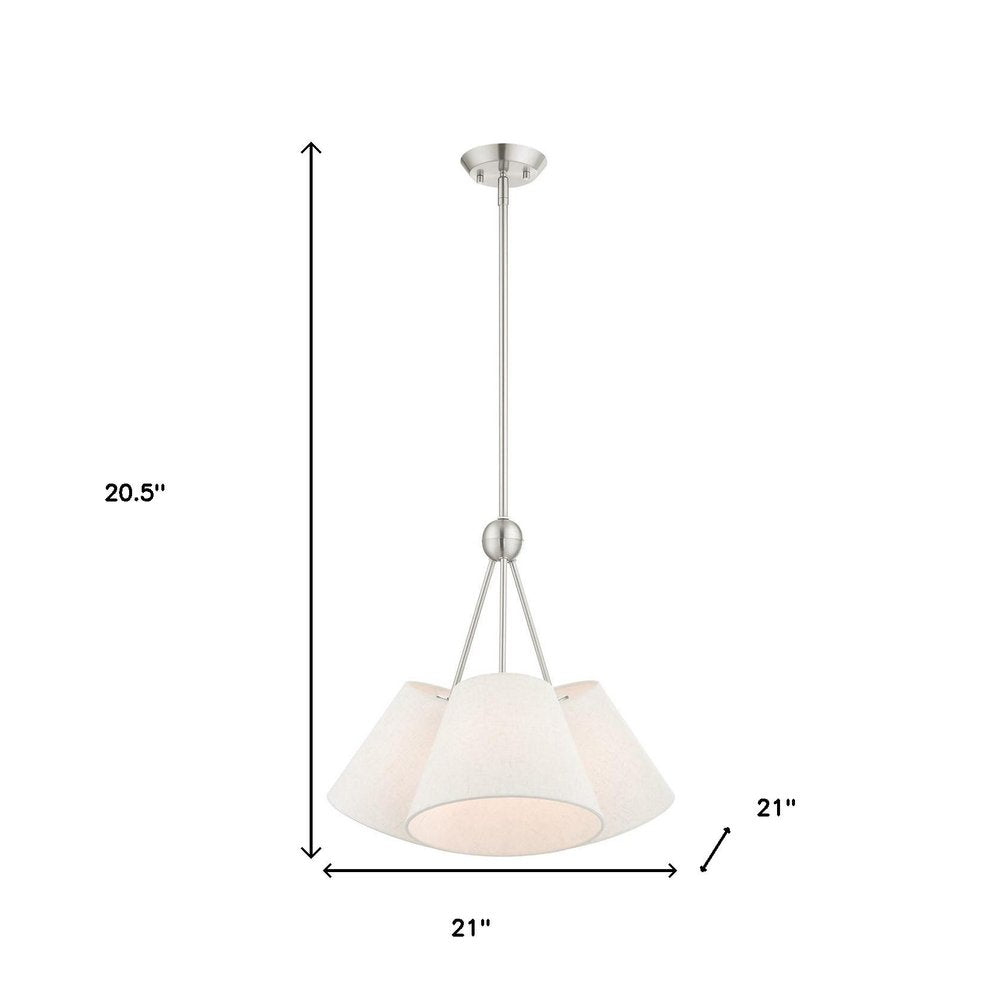 Nickel Three Light Metal Dimmable Chandelier With Shades HomeRoots