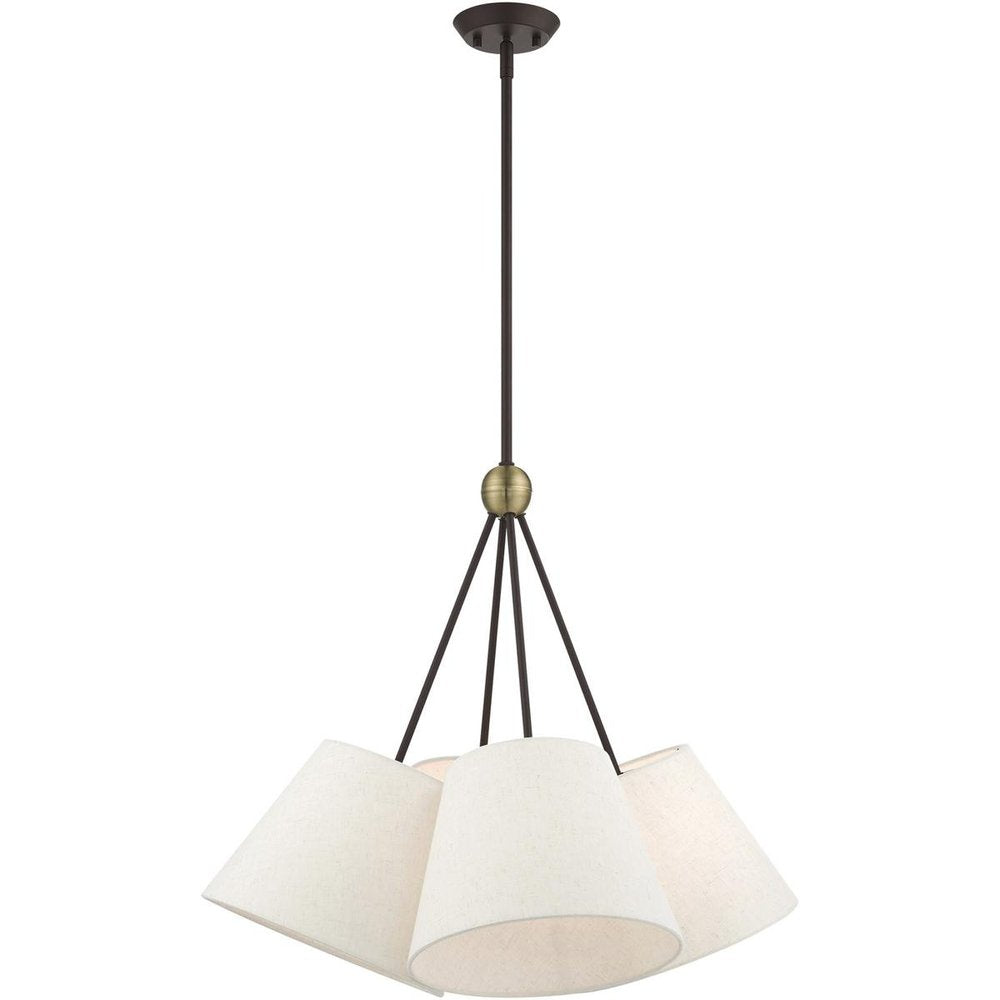Bronze Four Light Metal Dimmable Chandelier With Shades HomeRoots