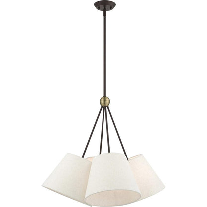 Bronze Four Light Metal Dimmable Chandelier With Shades HomeRoots