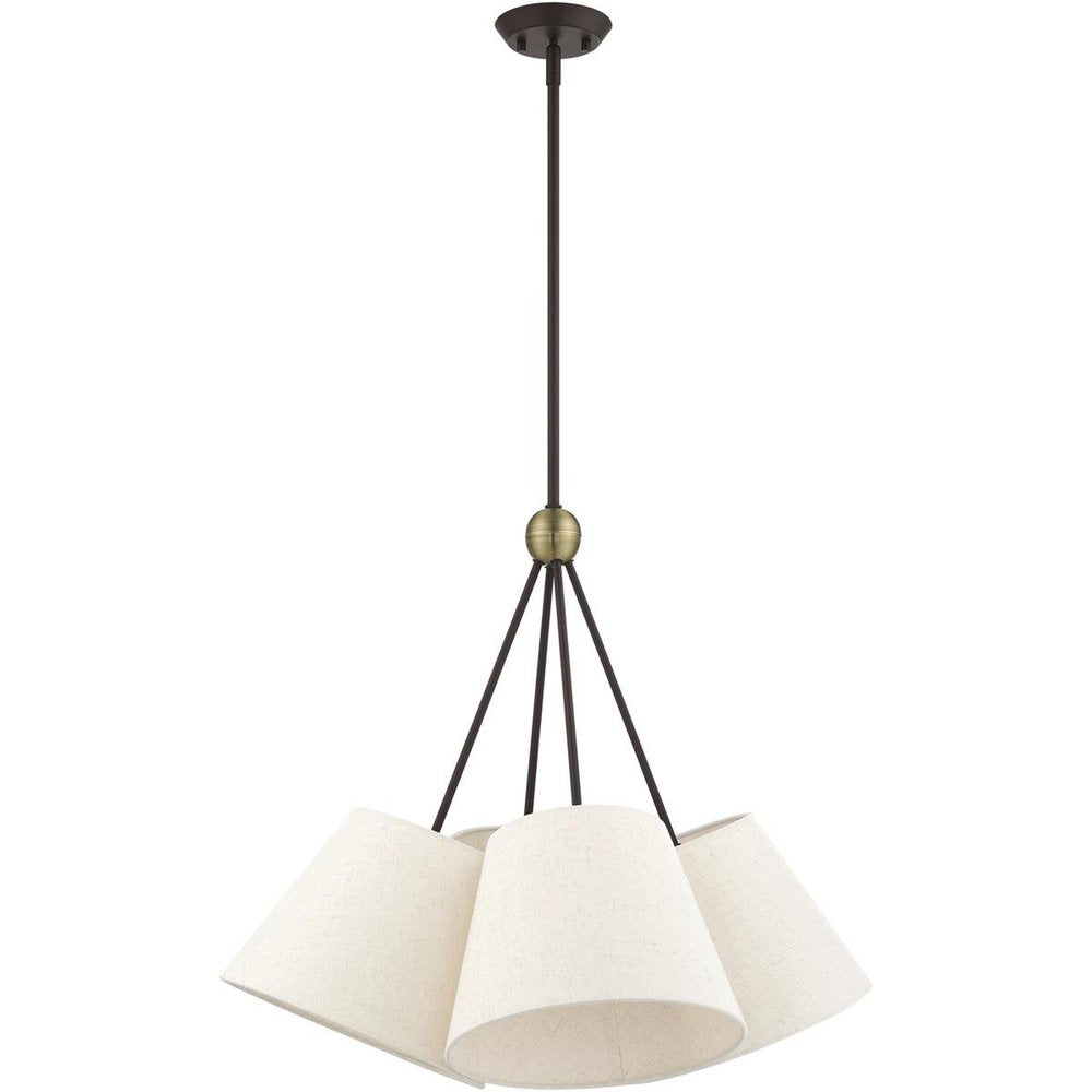 Bronze Four Light Metal Dimmable Chandelier With Shades HomeRoots