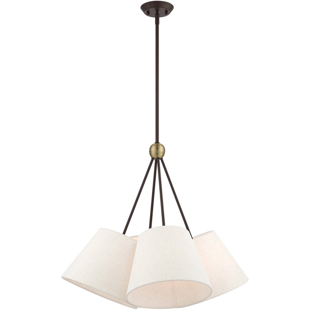 Bronze Four Light Metal Dimmable Chandelier With Shades HomeRoots