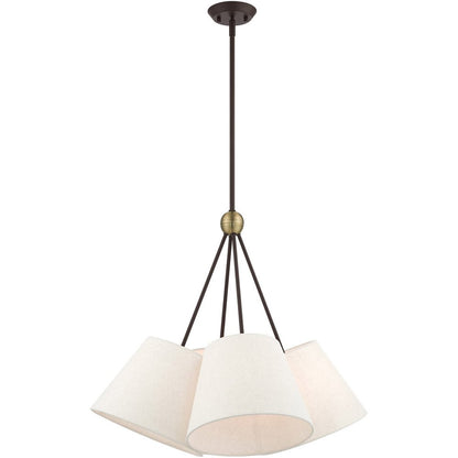 Bronze Four Light Metal Dimmable Chandelier With Shades HomeRoots