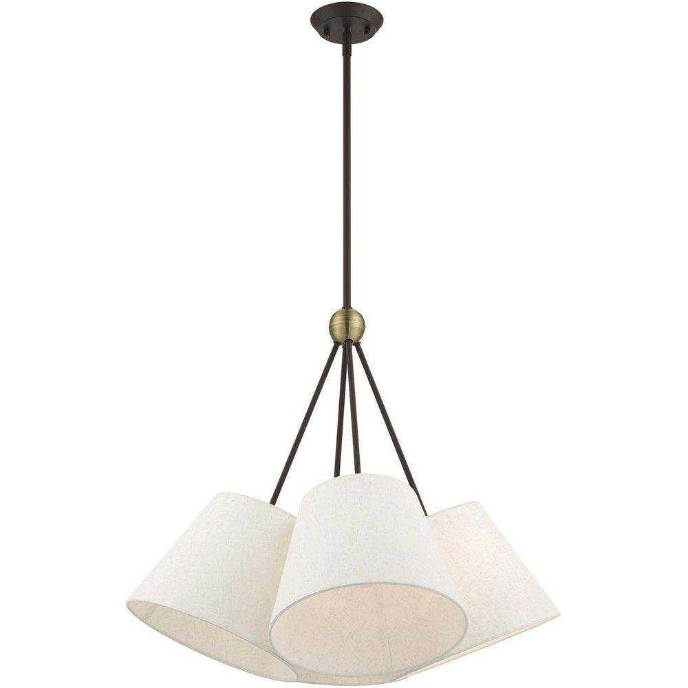 Bronze Four Light Metal Dimmable Chandelier With Shades HomeRoots