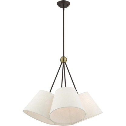 Bronze Four Light Metal Dimmable Chandelier With Shades HomeRoots