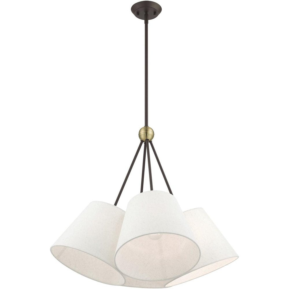 Bronze Four Light Metal Dimmable Chandelier With Shades HomeRoots