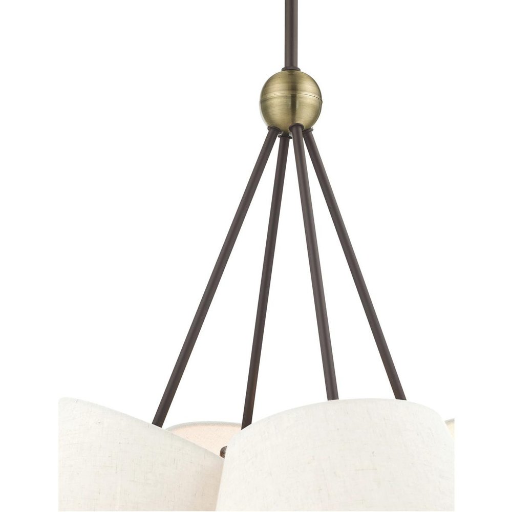 Bronze Four Light Metal Dimmable Chandelier With Shades HomeRoots