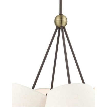 Bronze Four Light Metal Dimmable Chandelier With Shades HomeRoots