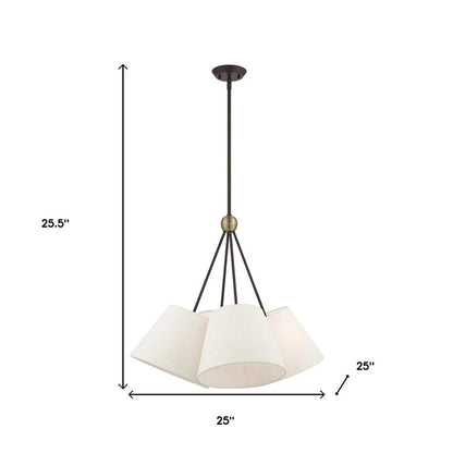 Bronze Four Light Metal Dimmable Chandelier With Shades HomeRoots