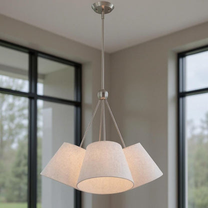 Nickel Four Light Metal Dimmable Chandelier With Shades HomeRoots