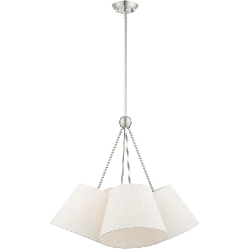 Nickel Four Light Metal Dimmable Chandelier With Shades HomeRoots
