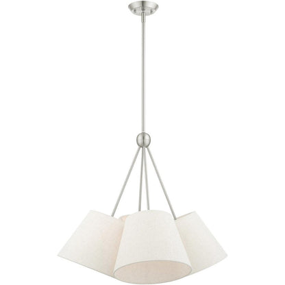 Nickel Four Light Metal Dimmable Chandelier With Shades HomeRoots