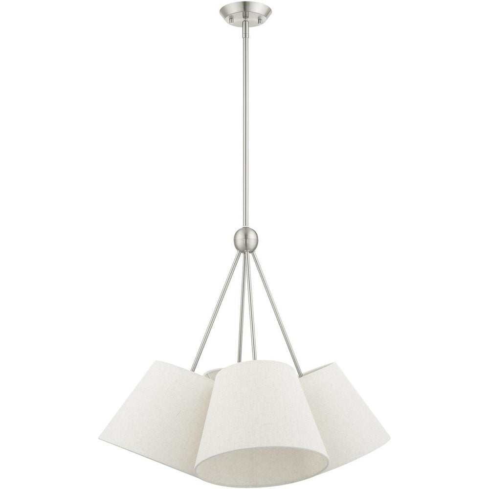 Nickel Four Light Metal Dimmable Chandelier With Shades HomeRoots