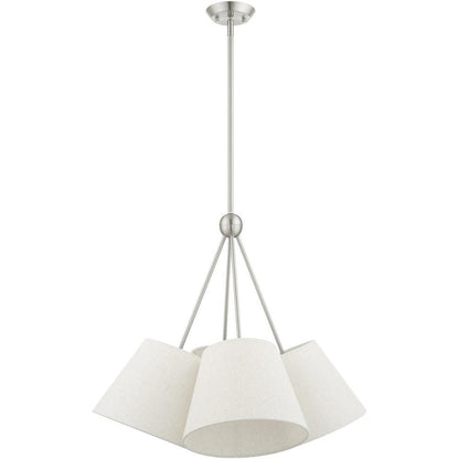 Nickel Four Light Metal Dimmable Chandelier With Shades HomeRoots