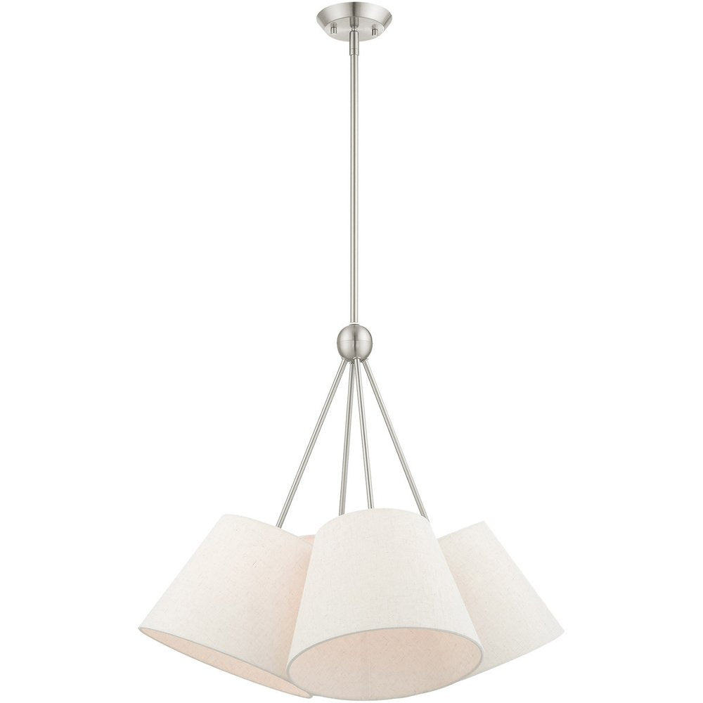 Nickel Four Light Metal Dimmable Chandelier With Shades HomeRoots
