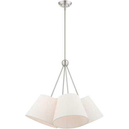 Nickel Four Light Metal Dimmable Chandelier With Shades HomeRoots