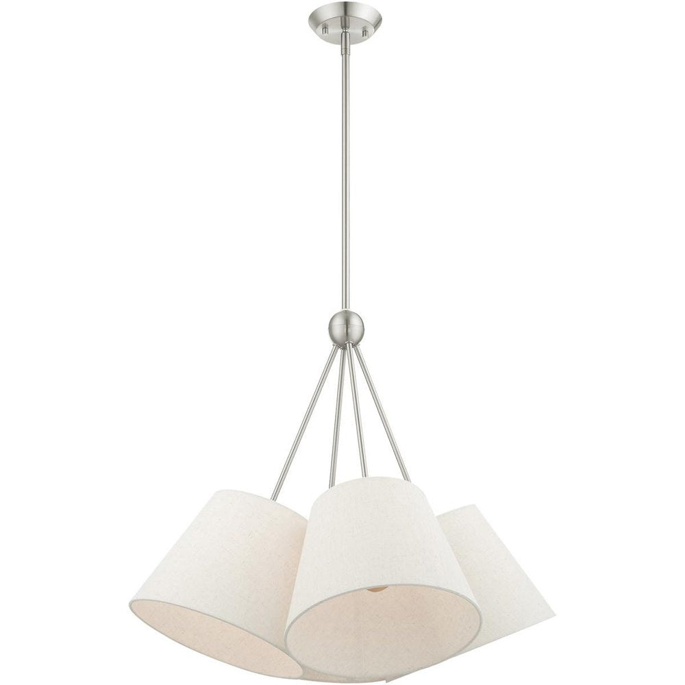 Nickel Four Light Metal Dimmable Chandelier With Shades HomeRoots